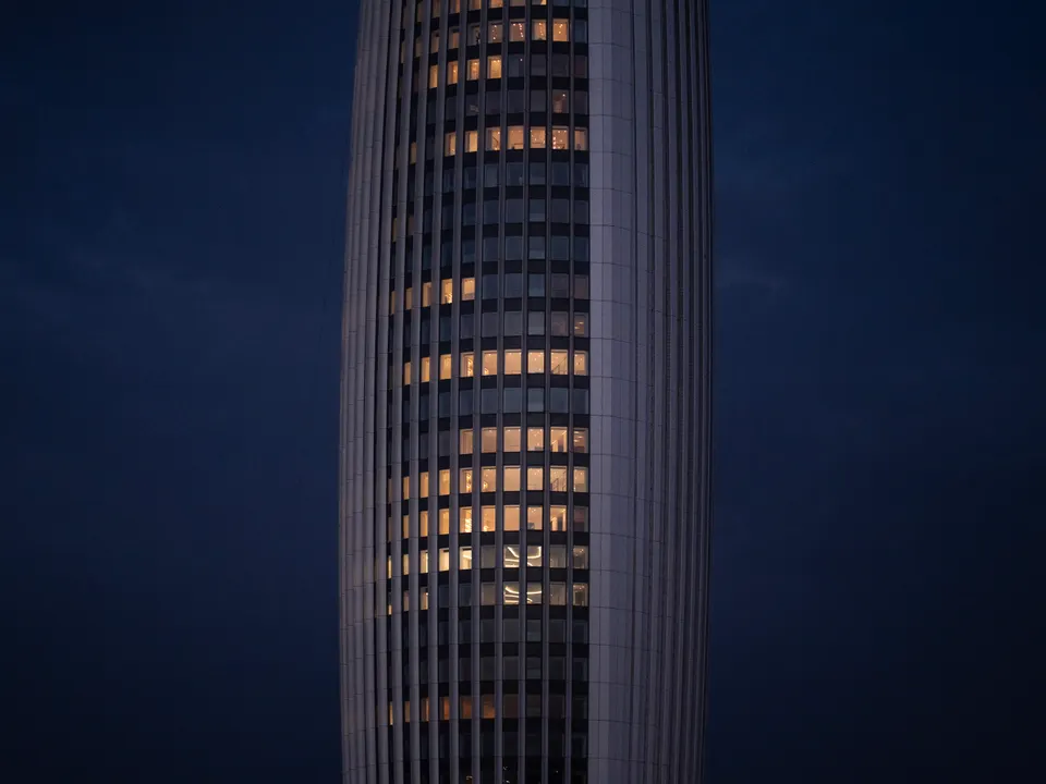 Mohammed 6 tower at night closeup
