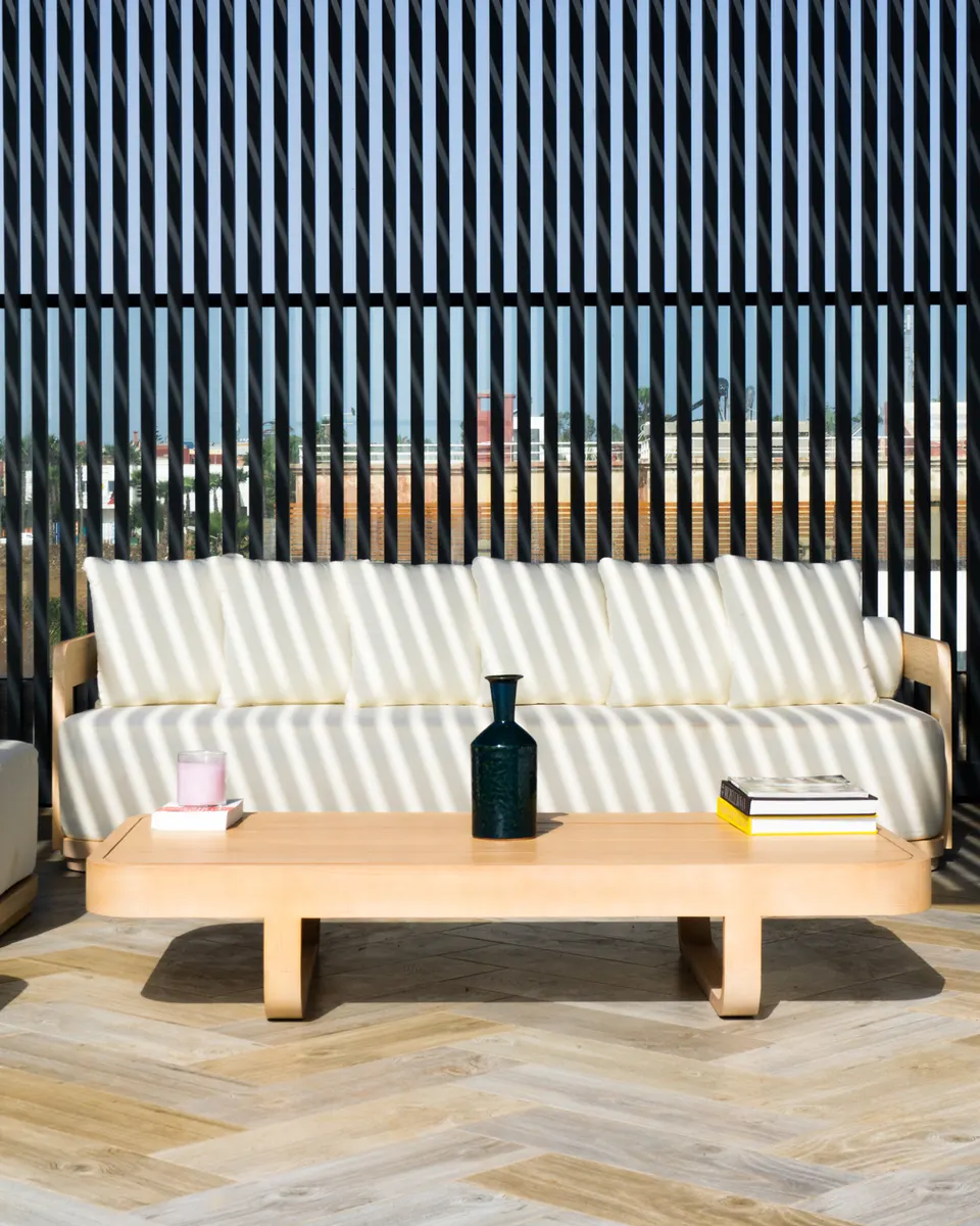 Outdoor furnite couch details of table
